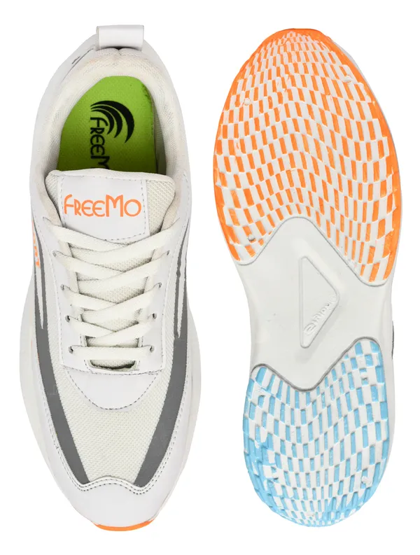 White_Synthetic_Leather_Lace-Up_Sports_Shoes_For_Men