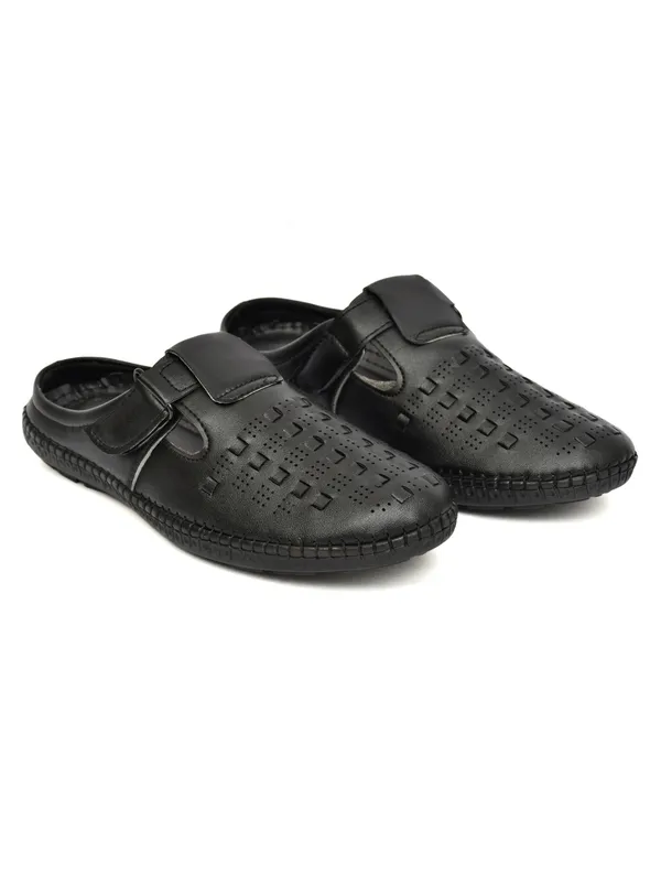 Black_Synthetic_Leather_Open-Back_Mule_Sandals_For_Men