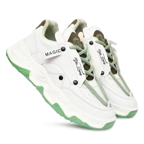 White_Synthetic_Leather_Lace-Up_Casual_Shoes_For_Men