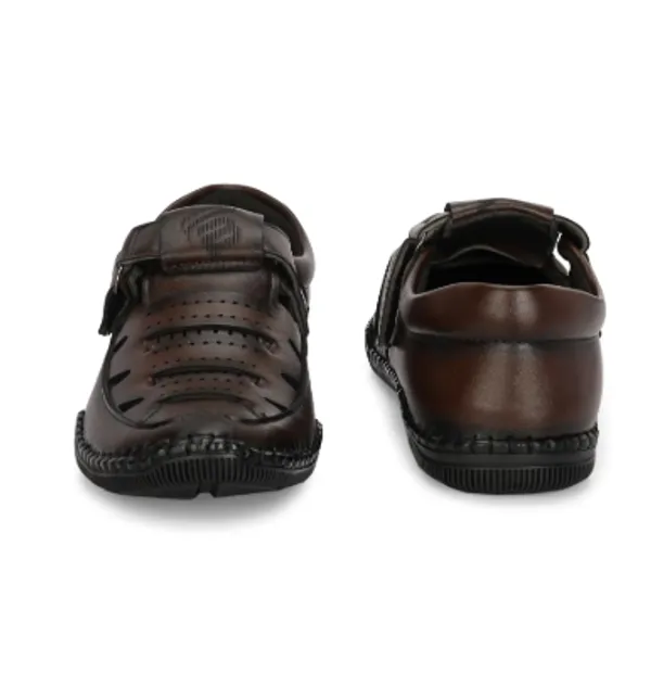 Brown_Synthetic_Leather_Buckle_Strap_Sandals_For_Men