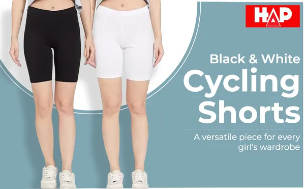 Flur_olid_Black_White_100_Cotton_Cycling_hort_For_Women_Underkirt_Pack_Of_2