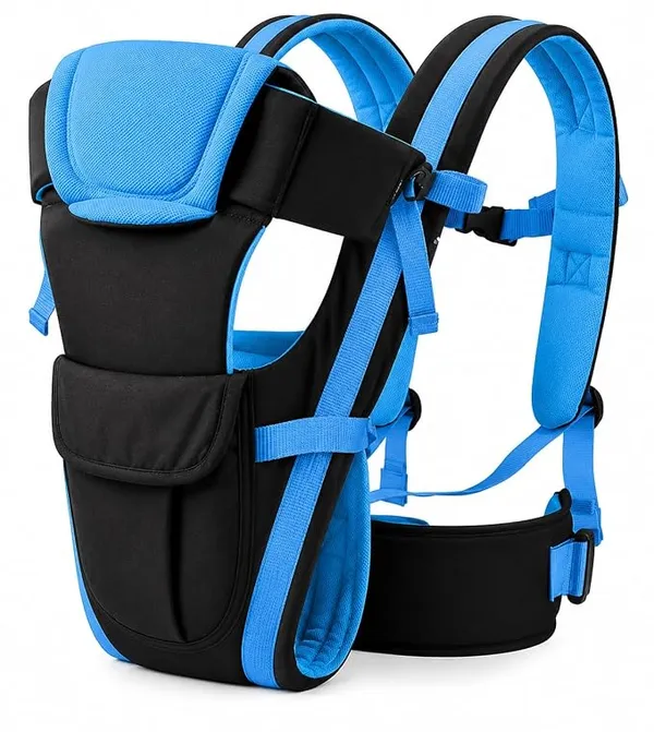 4-in-1_Adjustable_Baby_Carrier_Cum_Kangaroo_Bag_|_Multiple_Carry_Positions:_Front,_Back,_Hip_-_Comfortable_&_Adjustable_with_Safety_Belt_and_Buckle_Straps_(Blue-Black)