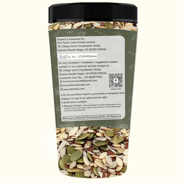 BLK_FOODS_600g_Seed_Mix_|_Protein_Rich_Healthy_Snacks_|_Seeds_Mixture_|_(300g_X_2)_Pumpkin_Seeds,_Sunflower_Seeds,_Watermelon_Seeds,_Brown_Flax_Seeds_(2_x_300_g)