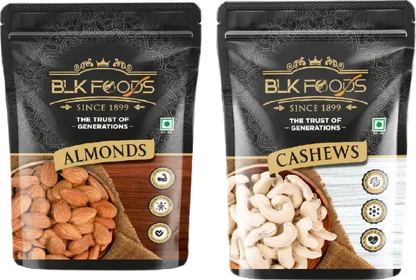 BLK_FOODS_Select_California_Almond_&_Cashew_(250g_X_2)_|_Dry_Fruits_Combo_Pack-_Cashews,_Almonds_(2_x_250_g)