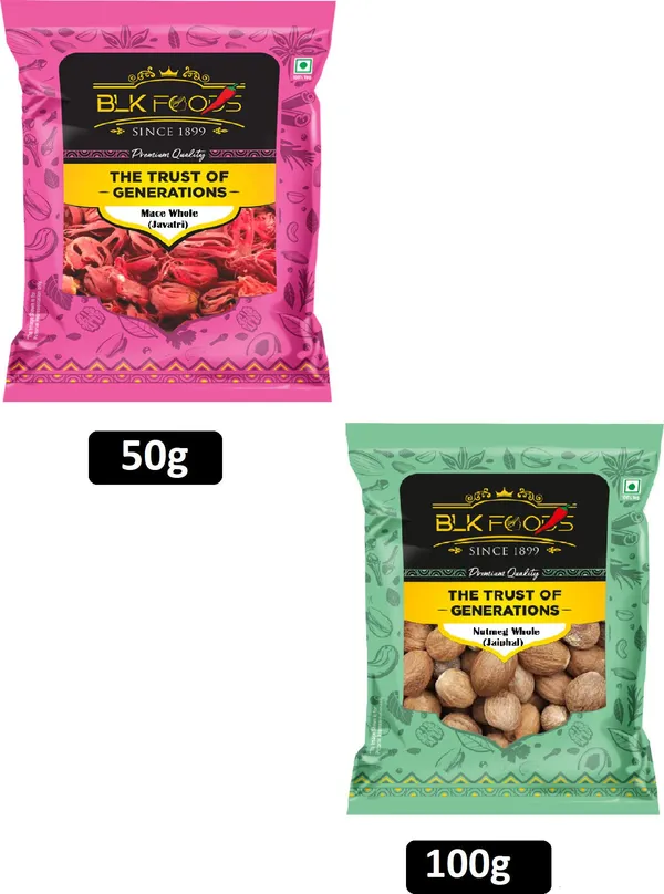 BLK_FOODS_Hot_Spice_combo_150g_|_Nutmeg_(Jaifal)_100g_&_Mace_(Javatri)_50g_(150_g)