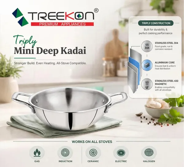 TREEKON_TRIPLY_KADAI_WITH_STAINLESS_STEEL_LID_16_CM_