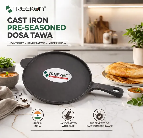 TREEKON_SEASONED_CAST_IRON_LONG_HANDLE_DOSA_TAWA