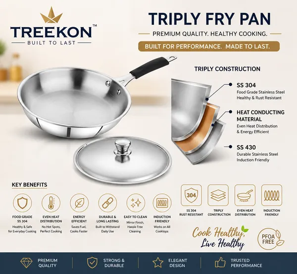 TREEKON_TRIPLY_FRY_PAN_WITH_STAINLESS_STEEL_LID