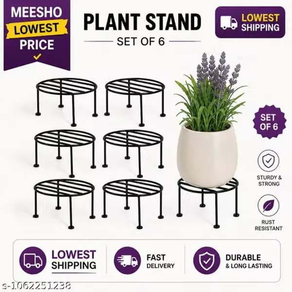 10_Piece_Round_Plant_Stand__Galvanised_Metal_Flower_Pot_Holder_Rust_Resistant_Gamla_Support_Corner_Rack_Outdoor_Display_Shelf_for_Home_Garden_Balcony_Decoration_(Black)