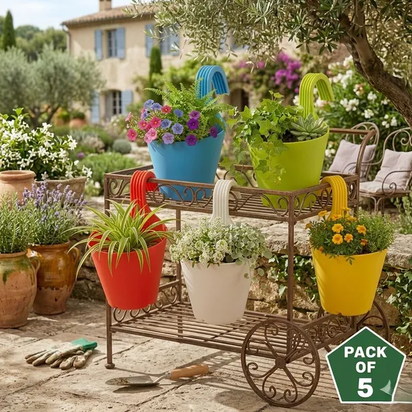 Plastic_Hanging_Planters_(8_Inch)_Multicolor_Balcony_Pots_Plant_Container_Set_(Pack_of_5,_Plastic)