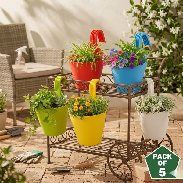 8_Inch_Hanging_Planters_Multicolor_Pots_for_Home_&_Garden_Plant_Container_Set_(Pack_of_5,_Plastic)