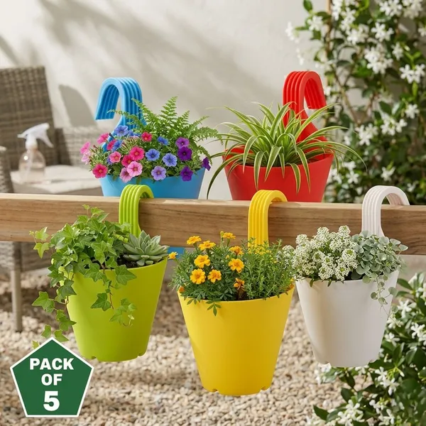 Multicolor_Plastic_Hanging_Pots_For_Balcony_&_Home_Plants_Plant_Container_Set_(Pack_Of_5,_Plastic)