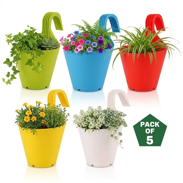 Hanging_Planters_8_Inch_Multicolor_Pots_with_Hooks_for_Home_Plant_Container_Set_(Pack_of_5,_Plastic)