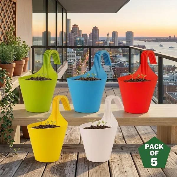 Multicolor_Hanging_Planters_8_Inch_Pots_For_Home_Balcony_Garden_Plant_Container_Set_(Pack_Of_5,_Plastic)