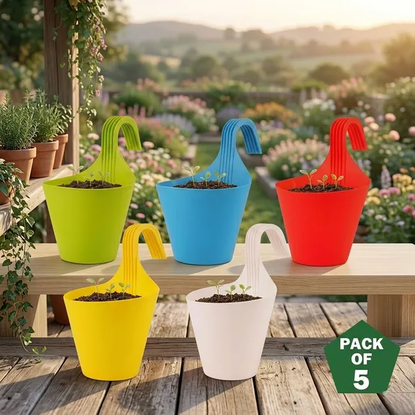 Hanging_Flower_Pots_8_Inch_Multicolor_Plastic_Planters_with_Hooks_Plant_Container_Set_(Pack_of_5,_Plastic)
