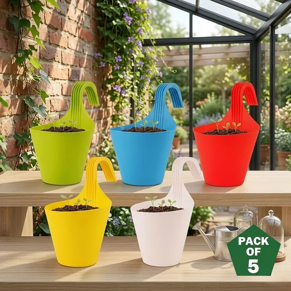 Plastic_Hanging_Pots_8_Inch_Flower_Planters_For_Home_Decor_Plant_Container_Set_(Pack_Of_5,_Plastic)