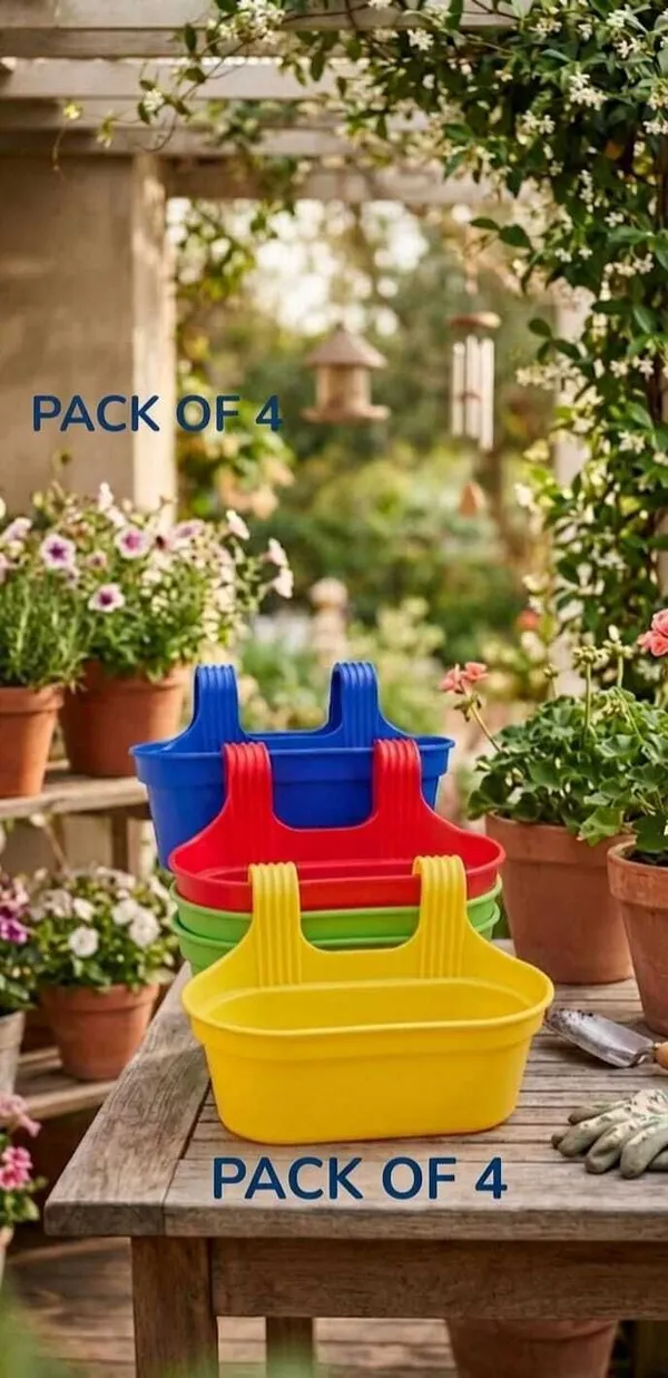 12_Inch_Vertical_Garden_Railing_Planters_-_Multicolor_Oval_Pots_Plant_Container_Set_(Pack_of_4,_Plastic)