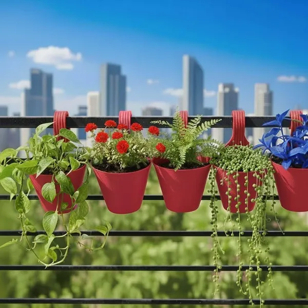 Vealcia_8_Inch_Plastic_Hanging_Planters_Pack_Of_2_Multicolor_Pots_With_Hooks_Plant_Container_Set_(Pack_Of_2,_Plastic)