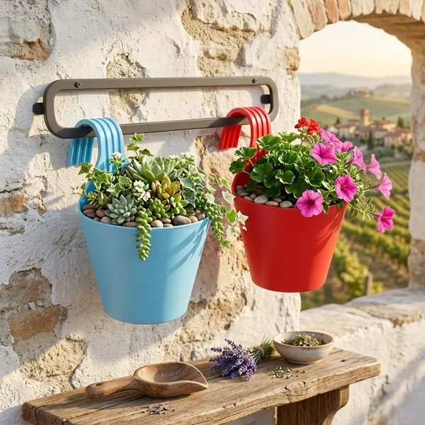 Vealcia_Pack_Of_2_Multicolor_8_Inch_Hanging_Planters_With_Hooks_For_Home_Plant_Container_Set_(Pack_Of_2,_Plastic)