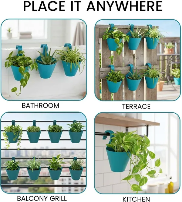 8â€_Hanging_Flower_Pots_Set_of_5_Indoor_Outdoor_Planters_Plant_Container_Set_(Pack_of_5,_Plastic)