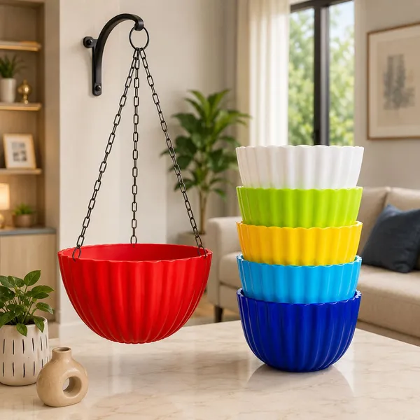 Hanging_Flower_Pots_with_Black_Metal_Chain_Plant_Container_Set_(Pack_of_5,_Plastic)