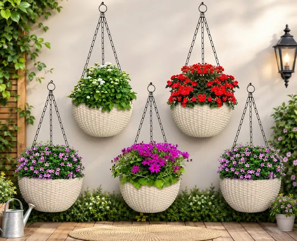 Pack_Of_5,White,_Hanging_Plastic_Flower_Plant_Container_Set_(Pack_Of_5,_Plastic)