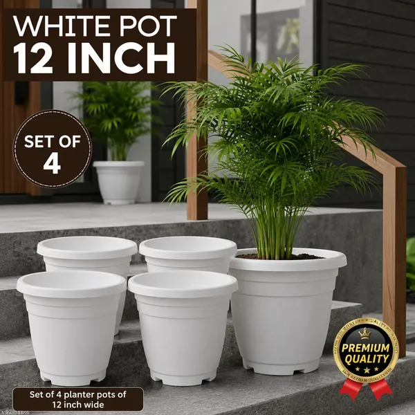 White_pot_12_inch_|_indoor_planter_pot_Plant_Container_Set_(Pack_of_4,_Plastic)