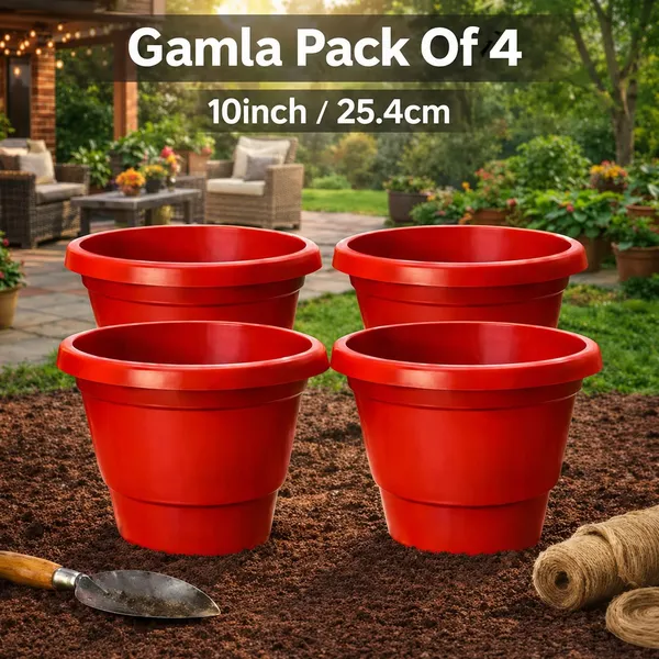 Premium_10_Inch_Brown_Plastic_Flower_Pots_Pack_Of_4_Plant_Container_Set_(Pack_Of_4,_Plastic)