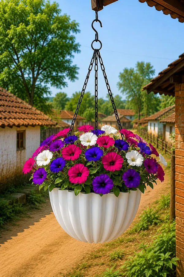 Pack_of_5_Blue_Railing/Hanging_Plastic_Hook_Pot_Planter_Plant_Container_Set_(Pack_of_5,_Plastic)