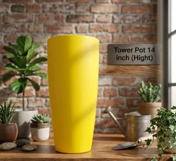 Lastic_Tower_Pot_14_Inch_(Hight)_Flower_Pots_For_Home/_Office_(Yellow)_Pack_1_Plant_Container_Set_(Plastic)