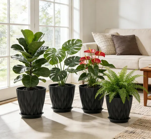 8_Inch_Plant_Pots,_5_Pack_Plastic_Planters_For_Indoor_Outdoor_Plant_Container_Set_(Pack_Of_5,_Fabric)