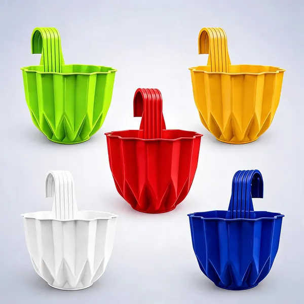 5_Star_Hanging_Plastic_Pots_Indoor_Outdoor_Balcony_Plant_Container_Set_(Pack_Of_5,_Plastic)