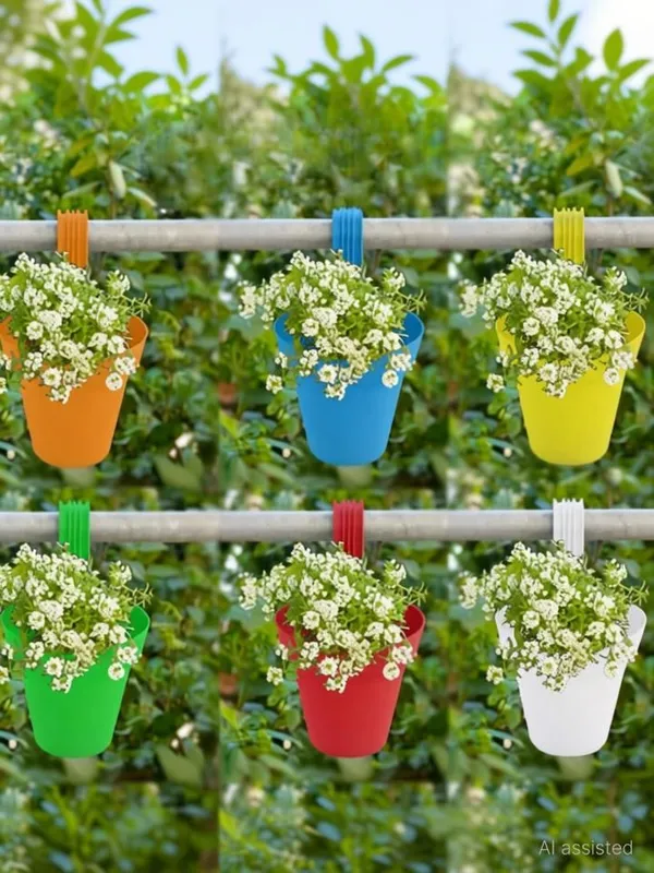Valacia_Plastic_Hanging_Planters_10_Pcs_|_Multicolor_Pots_For_Home_&_Balcony_Plastic_Vase_(11_Inch,_Multicolor)