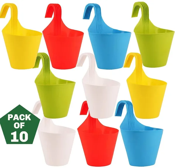 Multicolor_Plastic_Hanging_Planters_Pots_Set_Of_10_Plastic_Vase_(11_Inch,_Multicolor)