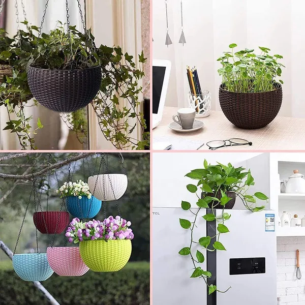 6inch_White_Round_Rattan_Woven_Plastic_Flower_Hanging_Plant_Plastic_Vase_(7_inch,_Multicolor)