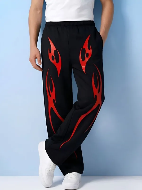 Tashreh_Printed,_Graphic_Print_Men_Black_Track_Pants