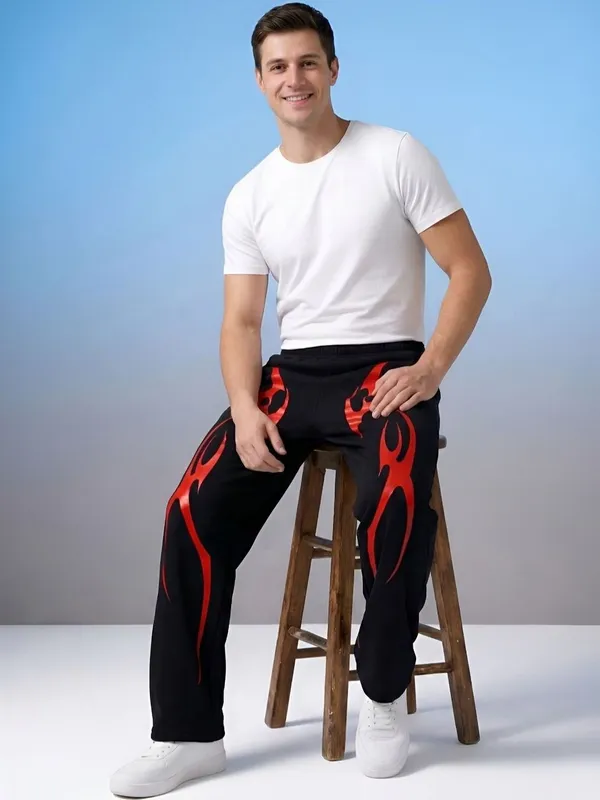 Tashreh_Printed,_Graphic_Print_Men_Black_Track_Pants