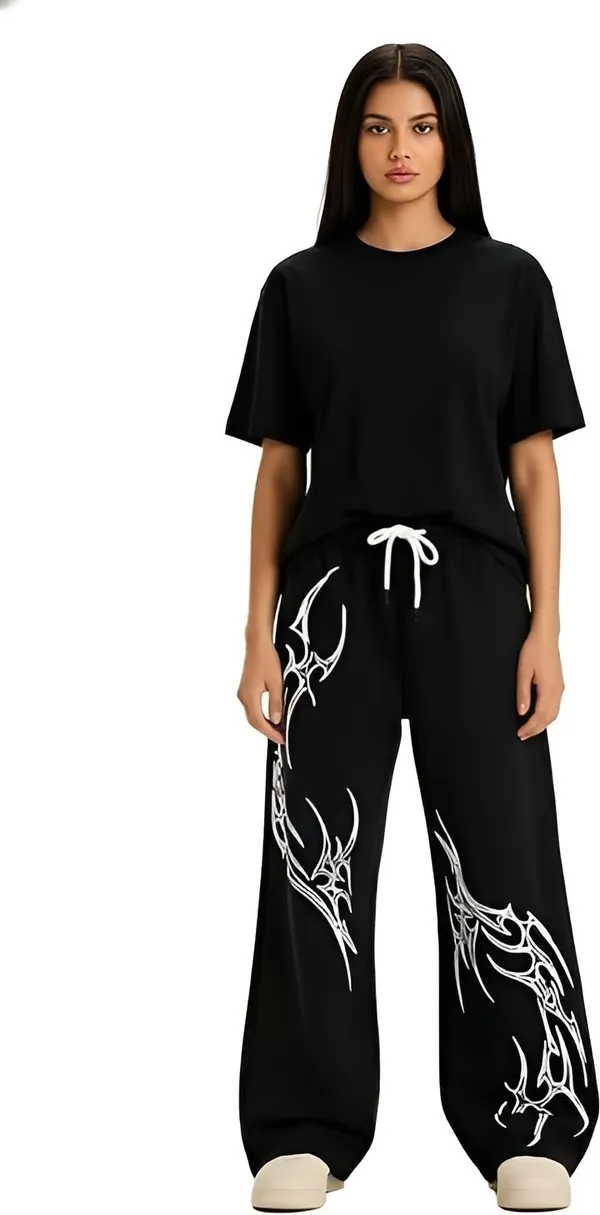 Tashreh_Striped_Women_Black_Track_Pants