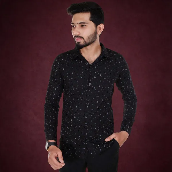 Tashreh_Men_Printed_Casual_Black_Shirt