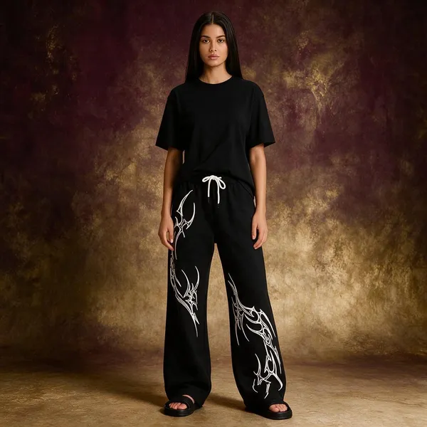 Tashreh_Striped_Women_Black_Track_Pants