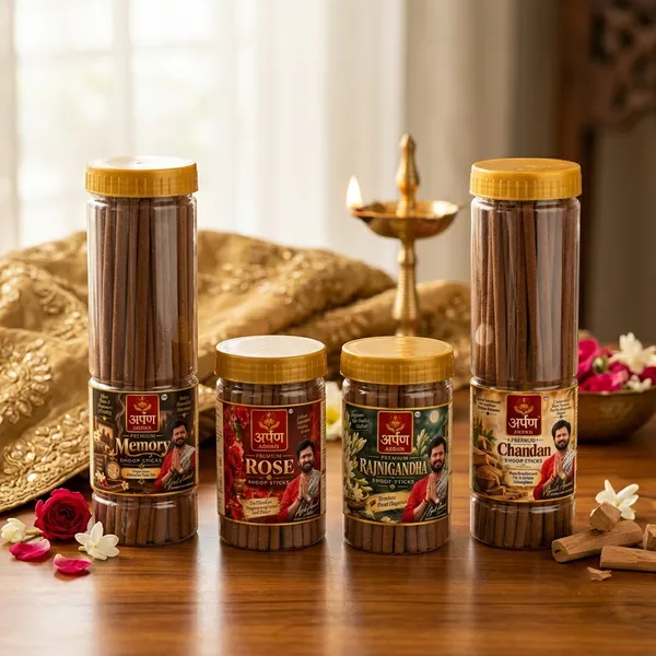 Arpan_Premium_Rajnigandha_,_chandan_sandalwood_,_memory_and_rose_Dhoop_Sticks