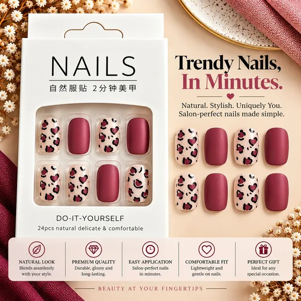 24_Pcs_Brown_White_Gold_Foil_Press_On_Nails_For_Women_Elegant_Ombre_French_Tip_Artificial_Nails_Glossy_Neutral_Luxury_Diy_Manicure_Nail_Set
