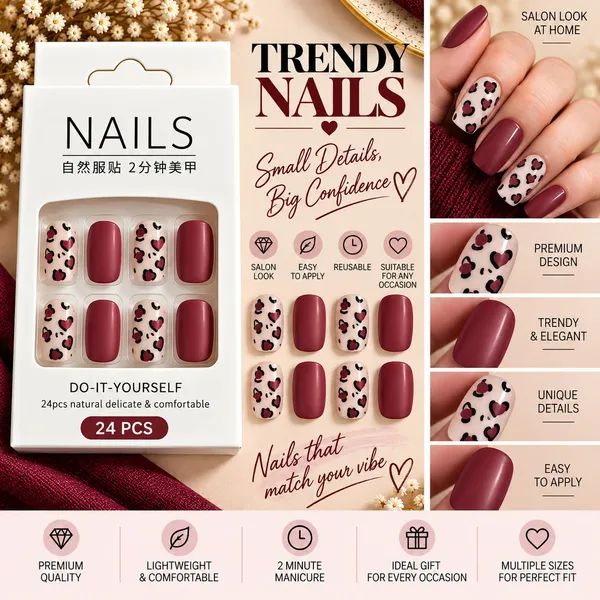 24_Pcs_Brown_White_Gold_Foil_Press_On_Nails_For_Women_Elegant_Ombre_French_Tip_Artificial_Nails_Glossy_Neutral_Luxury_Diy_Manicure_Nail_Set