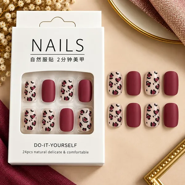24_Pcs_Brown_White_Gold_Foil_Press_On_Nails_For_Women_Elegant_Ombre_French_Tip_Artificial_Nails_Glossy_Neutral_Luxury_Diy_Manicure_Nail_Set