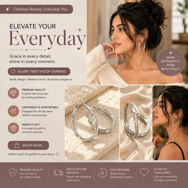 Elegant_Silver_Tone_Oval_Hoop_Earrings_For_Women_And_Girls_Double_Layered_Hoops_With_Delicate_Beaded_Edge_Detailing_Stylish_Minimalist_Statement_Earrings_For_Party_Wedding_Festive_Office_And_Everyday_Wear