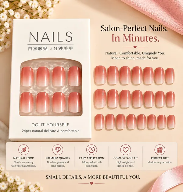 24_Pcs_Peach_Ombre_Press_On_Nails_For_Women_Glossy_Gradient_Artificial_Nail_Set_With_Multiple_Sizes_Reusable_Diy_False_Nails_For_Elegant_Manicure_Party_Wedding_And_Everyday_Wear