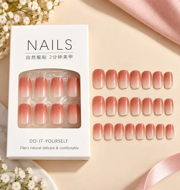 24_Pcs_Peach_Ombre_Press_On_Nails_For_Women_Glossy_Gradient_Artificial_Nail_Set_With_Multiple_Sizes_Reusable_Diy_False_Nails_For_Elegant_Manicure_Party_Wedding_And_Everyday_Wear