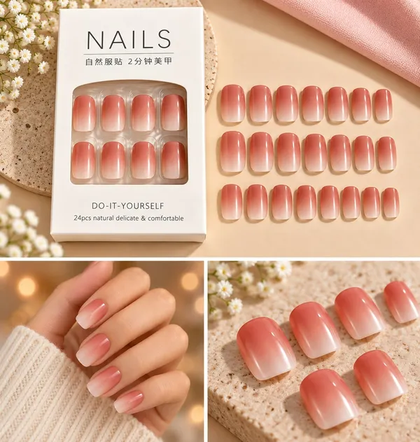 24_Pcs_Peach_Ombre_Press_On_Nails_For_Women_Glossy_Gradient_Artificial_Nail_Set_With_Multiple_Sizes_Reusable_Diy_False_Nails_For_Elegant_Manicure_Party_Wedding_And_Everyday_Wear