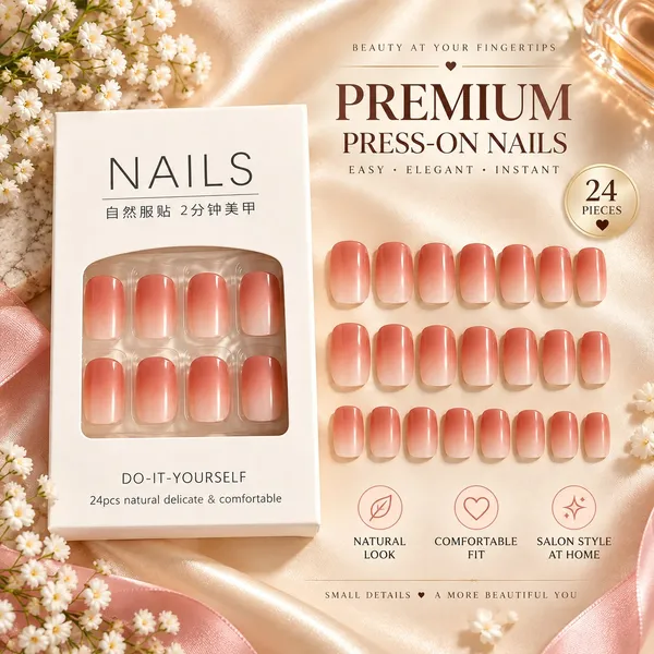 24_Pcs_Peach_Ombre_Press_On_Nails_For_Women_Glossy_Gradient_Artificial_Nail_Set_With_Multiple_Sizes_Reusable_Diy_False_Nails_For_Elegant_Manicure_Party_Wedding_And_Everyday_Wear