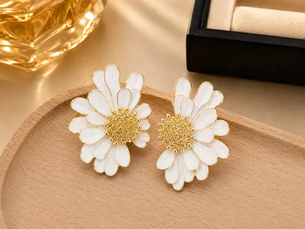 Elegant_White_Floral_Statement_Stud_Earrings_For_Women_And_Girls_Gold_Tone_Layered_Flower_Earrings_With_Intricate_Beaded_Center_And_Glossy_White_Enamel_Finish_Stylish_Jewellery_For_Party_Wedding_Festive_And_Everyday_Wear